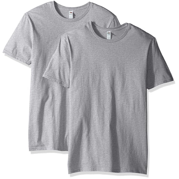 Fruit of the Loom Men's Crew T-Shirt Heather Grey, 2X-Large Big & Tall, 2-Pack,