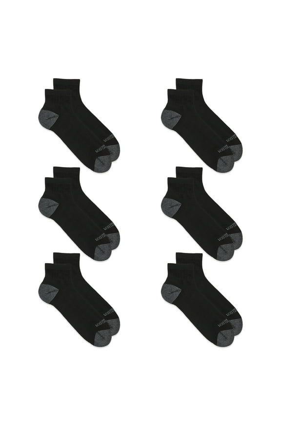 Men's Dual Defense Ankle Socks, Size XL, Black (6-Pack)