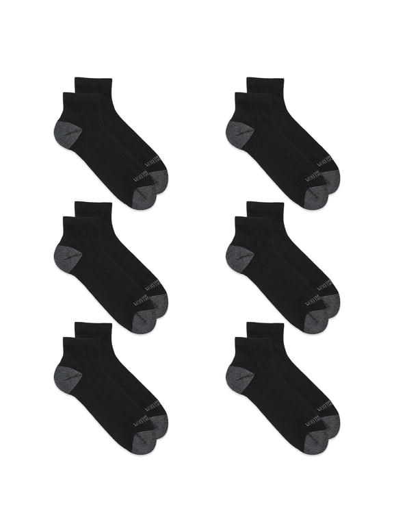 Men's Dual Defense Ankle Socks, Size XL, Black (6-Pack)