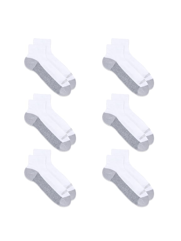 Men's Dual Defense Ankle Socks, Size XL, White (6-Pack)