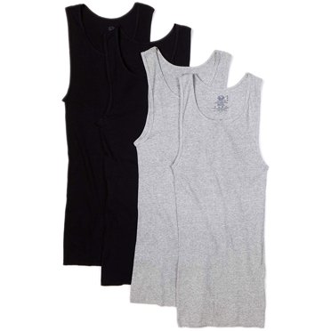 Gildan Men's 3-Pack Ribbed White Tank Tops – Undershirts, Moisture Wicking, Size XL (46-48)