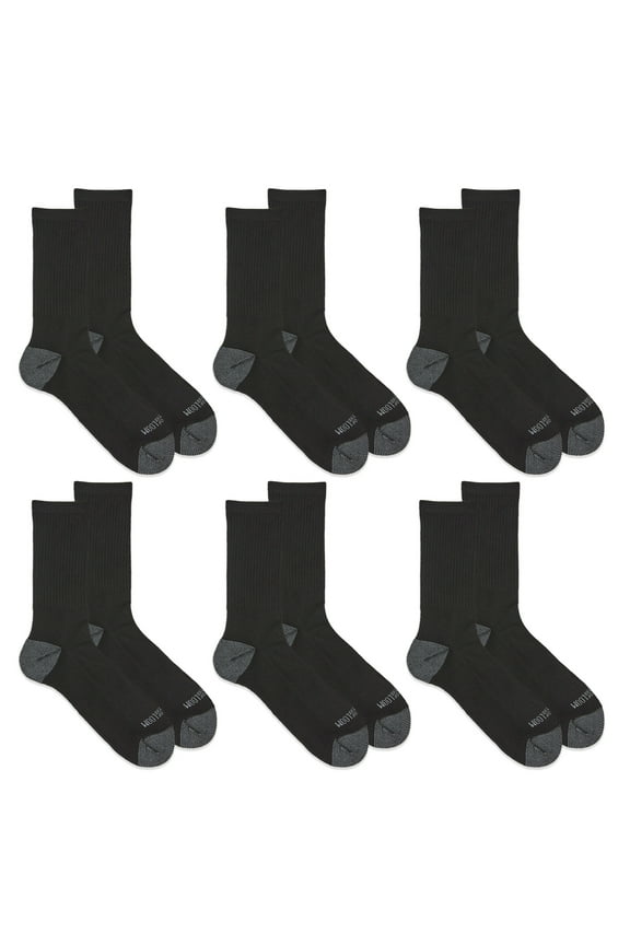 Men's Dual Defense Crew Socks, Black, Size 6-12(6-pack)