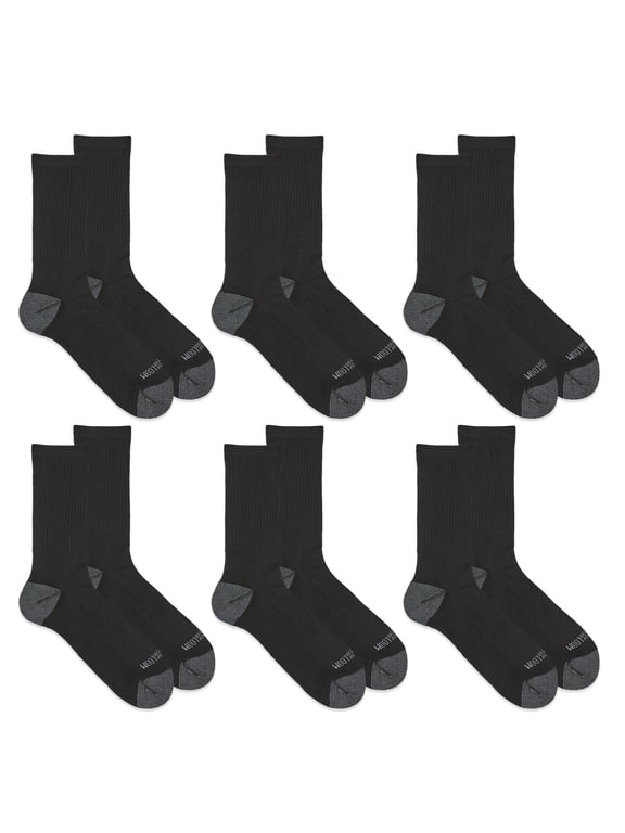 Men's Dual Defense Crew Socks, Black, Size 6-12(6-pack)