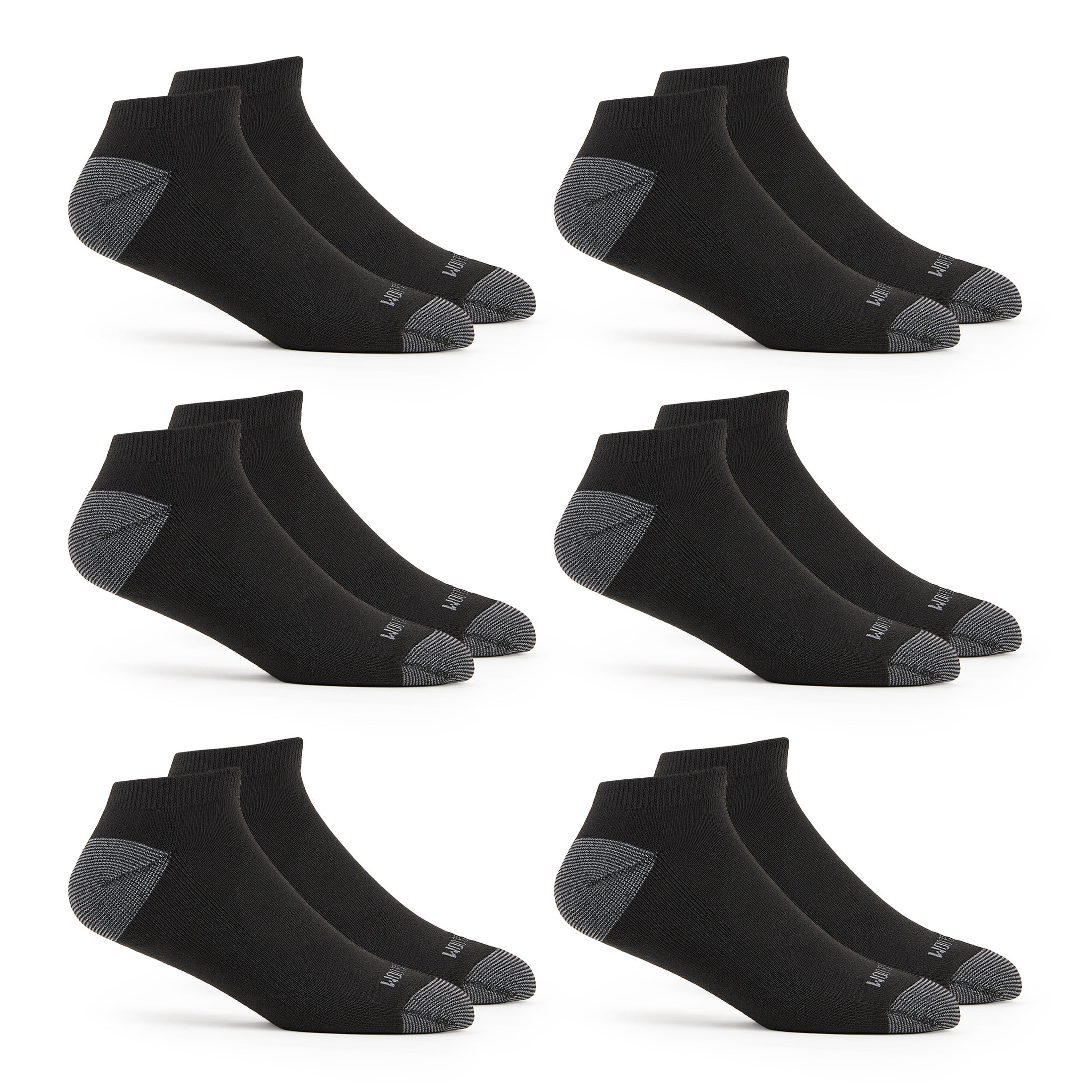 Fruit of the Loom Men's Dual Defense No Show Socks, Sizes 6-12, Black (6-Pack)