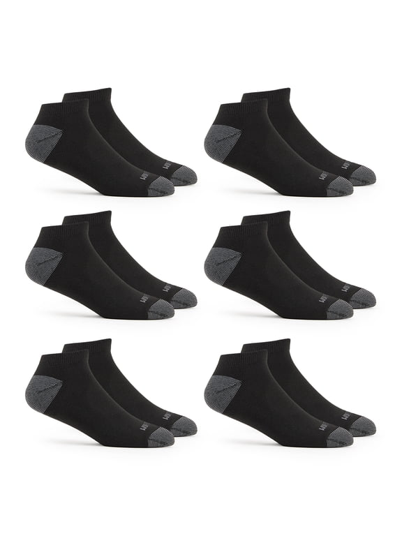 Men's Dual Defense No Show Socks, Sizes 6-12, Black (6-Pack)