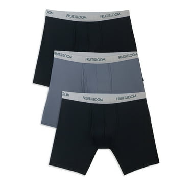 Fruit of the Loom Men's EverLight Black and Gray Boxer Briefs, 3 Pack, Size S-3XL