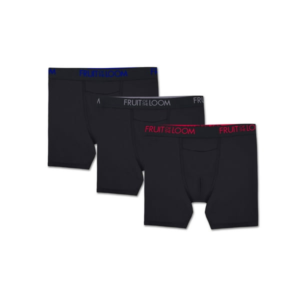 Fruit of the Loom Men's EverLight Go Active Black Boxer Briefs, 3 Pack