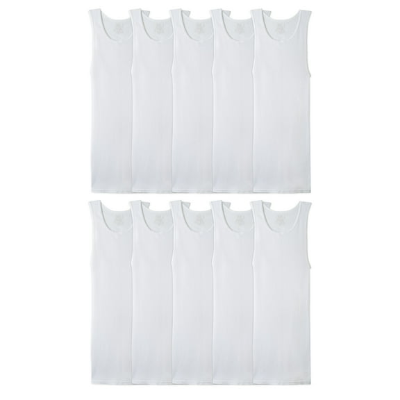 Fruit of the Loom Men's Tank Top Undershirts, Soft Ribbed A-Shirts, White Multipacks, Sizes S-5XB