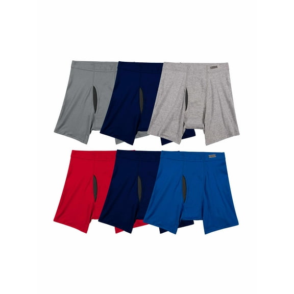 Fruit of the Loom Men's EverSoft CoolZone Boxer Briefs – 6-Pack, Moisture-Wicking, Mesh Fly, Multiple Colors, S-3XL