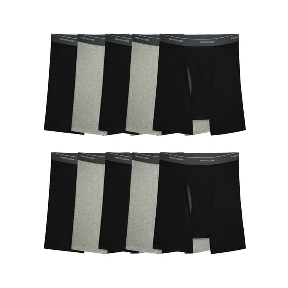 Fruit of the Loom Men's EverSoft CoolZone Fly Boxer Briefs, Super Value 10-Pack