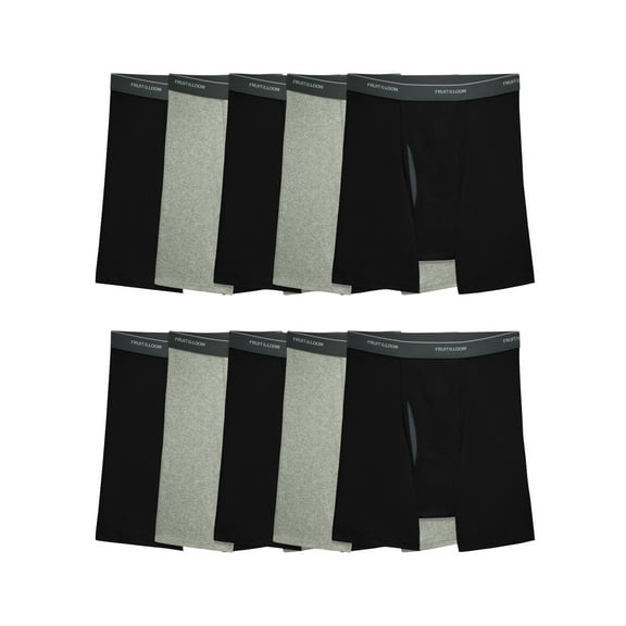 Fruit of the Loom Men's EverSoft CoolZone Fly Boxer Briefs, Super Value 10-Pack