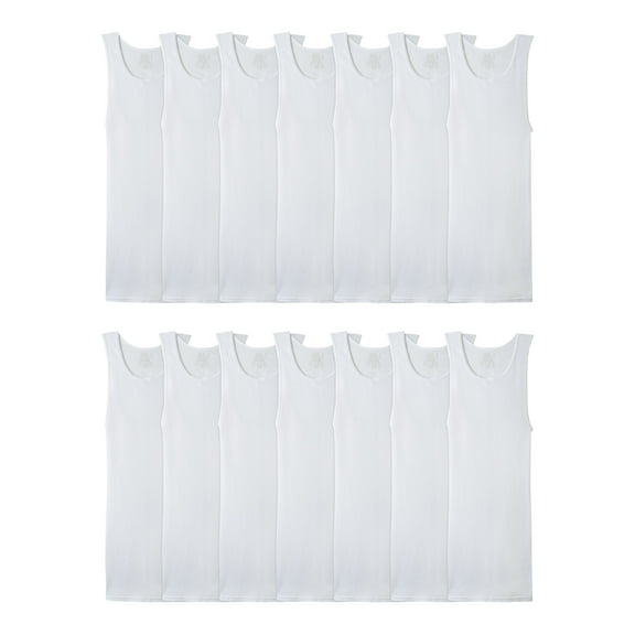 Fruit of the Loom Men's Tank Top Undershirts, Soft Ribbed A-Shirts, White Multipacks, Sizes S-5XB