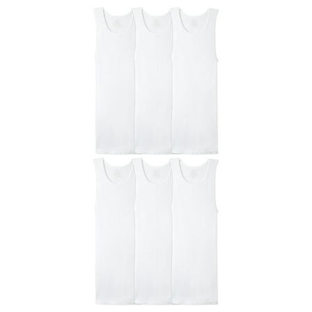 Fruit of the Loom Men's Tank Top Undershirts, Soft Ribbed A-Shirts, White Multipacks, Sizes S-5XB
