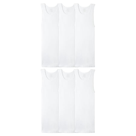 Fruit of the Loom Men's Cotton A-Shirt Tank Top Undershirts, Moisture-Wicking, Ribbed, Multipacks, Sizes S–5XB