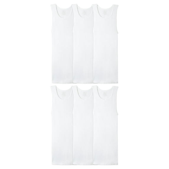 Fruit of the Loom Men's Tank Top Undershirts, Soft Ribbed A-Shirts, White Multipacks, Sizes S-5XB