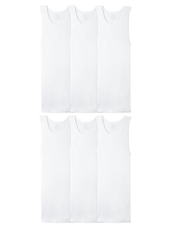 Men's Cotton A‑Shirt Tank Top Undershirts, Moisture‑Wicking, Ribbed, Multipacks, Sizes S–5XB