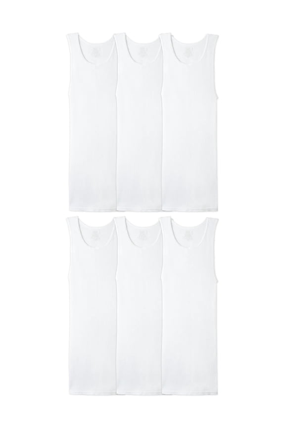 Men's Tank Top Undershirts, Soft Ribbed A-Shirts, White Multipacks, Sizes S-5XB