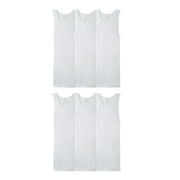Fruit of the Loom Men's EverSoft Cotton A-Shirt White Tank Top Undershirts, 6-Pack, Moisture-Wicking, Sizes S-5XB