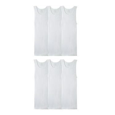 Fruit of the Loom Men's EverSoft Cotton A-Shirt White Tank Top Undershirts, 6-Pack, Moisture-Wicking, Sizes S-5XB