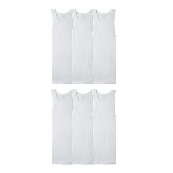 Fruit of the Loom Men's Tank Top Undershirts, Soft Ribbed A-Shirts, White Multipacks, Sizes S-5XB
