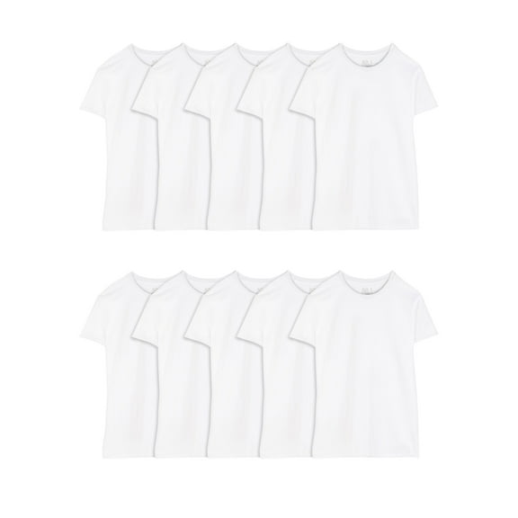 Fruit of the Loom Men's EverSoft White Crew Neck Undershirts, Moisture-Wicking Cotton Short Sleeve T-Shirts, Super Value 10-Pack