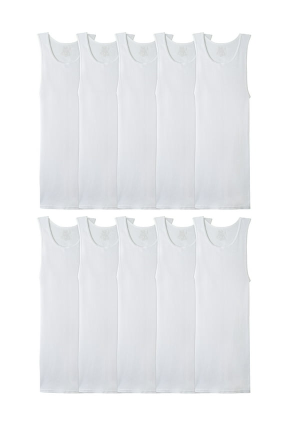 Men's Tank Top Undershirts, Soft Ribbed A-Shirts, White Multipacks, Sizes S-5XB