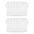 thumbnail image 1 of Fruit of the Loom Men's Eversoft Cotton Stay Tucked V-Neck T-Shirt, Classic Fit-White-12 Pack, Small, 1 of 1