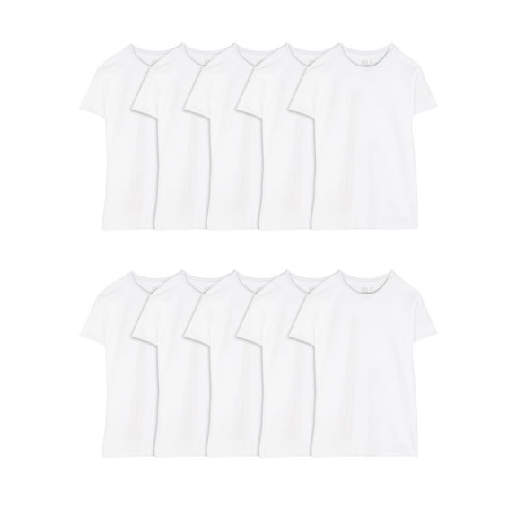 Fruit of the Loom Men's EverSoft White Crew Neck Undershirts, Moisture-Wicking Cotton Short Sleeve T-Shirts, Super Value 10-Pack