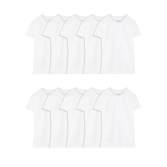 Fruit of the Loom Men's EverSoft White Crew Neck Undershirts, Moisture-Wicking Cotton Short Sleeve T-Shirts, Super Value 10-Pack