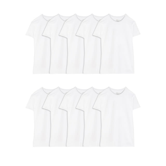 Fruit of the Loom Men's EverSoft White Crew Neck Undershirts, Moisture-Wicking Cotton Short Sleeve T-Shirts, Super Value 10-Pack