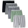 thumbnail image 1 of Fruit of the Loom Men's Exposed Waistband Knit Boxer 5 Pack, Assorted, Medium, 1 of 1