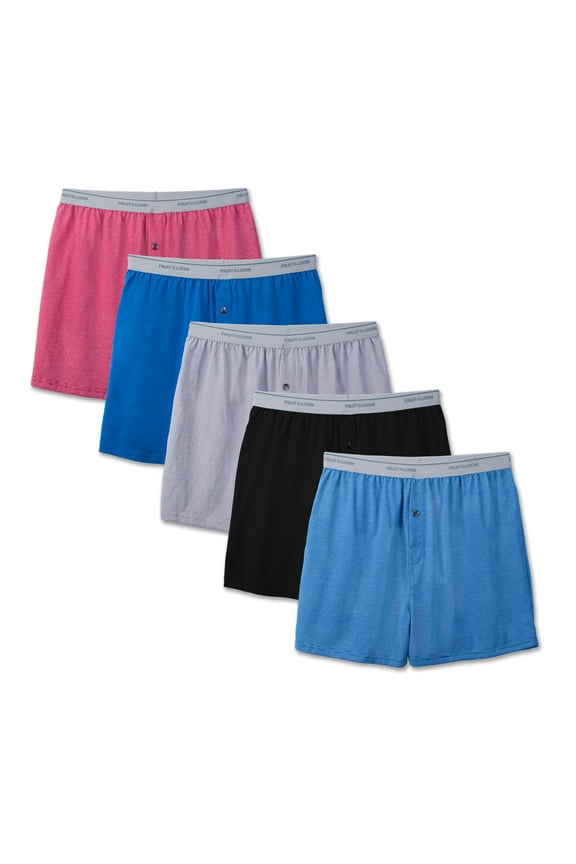 Men's Exposed Waistband Knit Boxers, 5 Pack