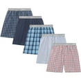 thumbnail image 1 of Fruit of the Loom Men's Exposed Waistband Woven Boxers, Extended Sizes, 5 Pack, 1 of 2