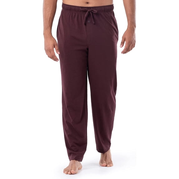 Fruit of the Loom Men's Extended Sizes Jersey Knit Sleep Pajama Lounge Pant - Dark Red