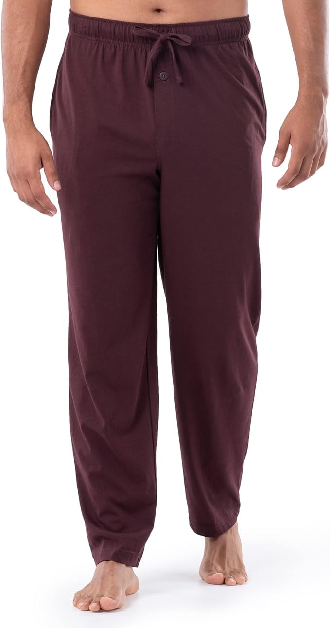 Pantalon De Nuit Homme Fruit Of The Loom Taille M - Gris Chiné, Jersey, Coupe Longue