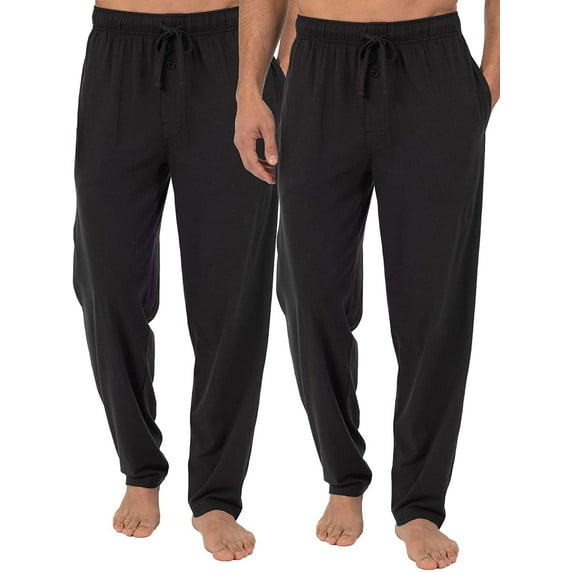 Fruit of the Loom Men's Extended Sizes Jersey Knit Sleep Pant, Black/Black 2-Pack, 2X Plus