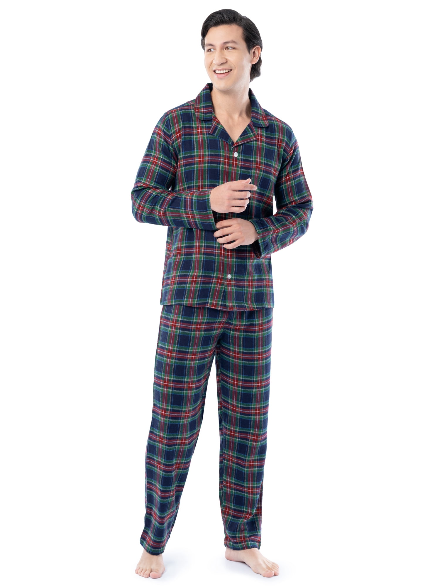 Fruit of the Loom Men's Flannel Top and Bottom Pajama Set, Sizes S-5XL
