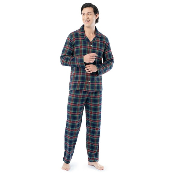 Fruit of the Loom Men's Flannel Top and Bottom Pajama Set, Sizes S-5XL