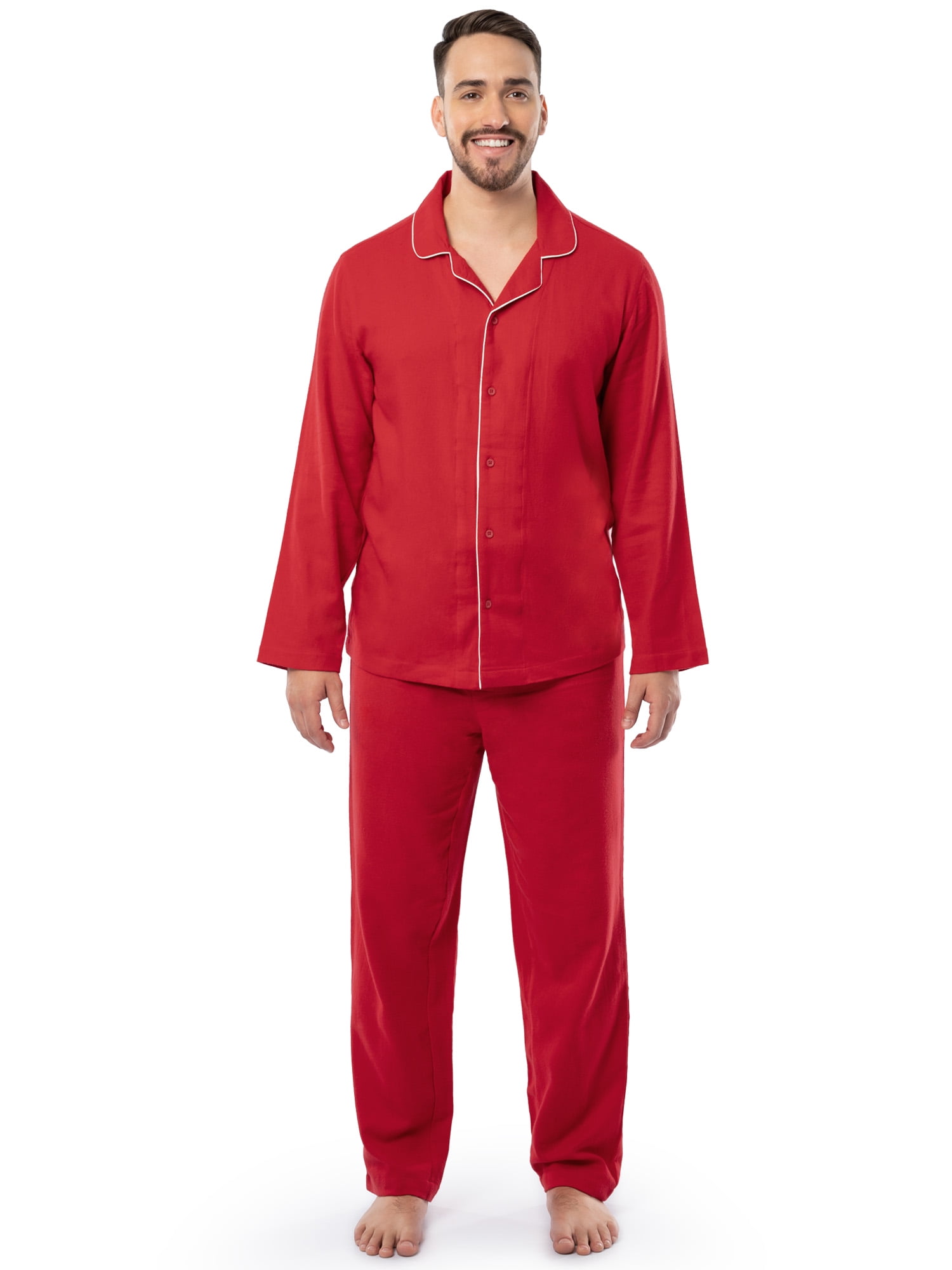 Fruit of the Loom Men's Flannel Top and Bottom Pajama Set, Sizes S-5XL