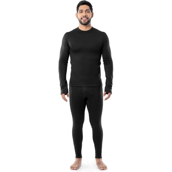 Fruit of the Loom Men's Heavyweight Brushed Back Fleece Thermal Underwear Base Layer Set