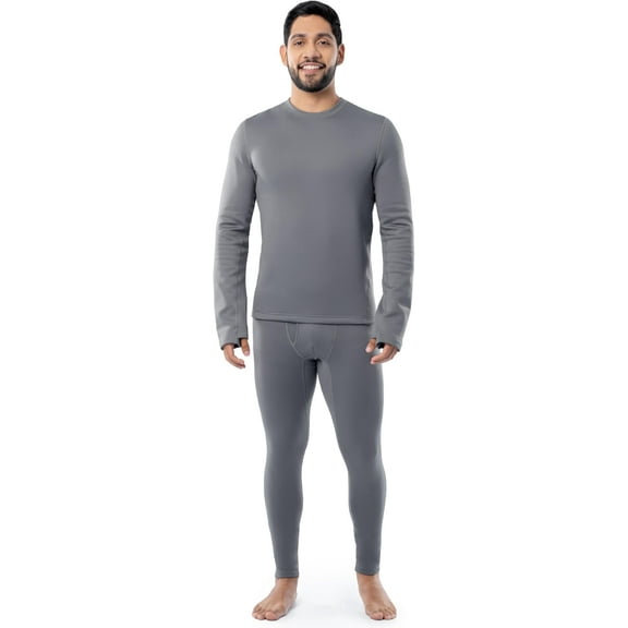 Fruit of the Loom Men's Heavyweight Brushed Back Fleece Thermal Underwear Base Layer Set