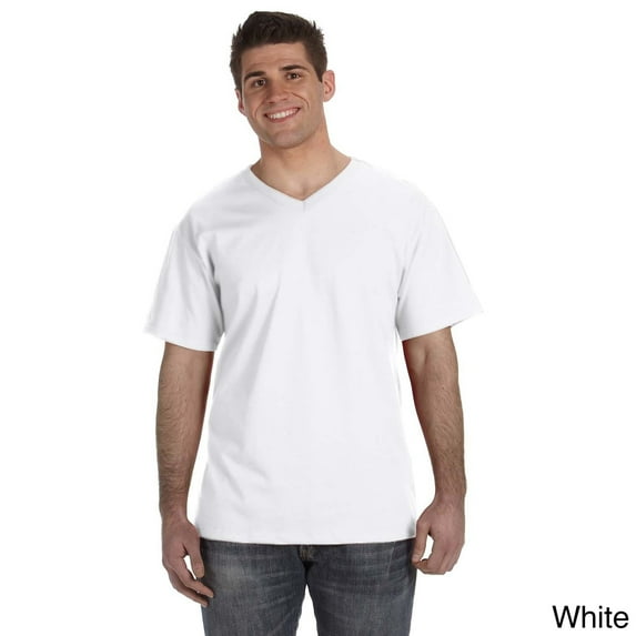 Fruit of the Loom Men's Heavyweight Cotton V-neck T-shirt White M