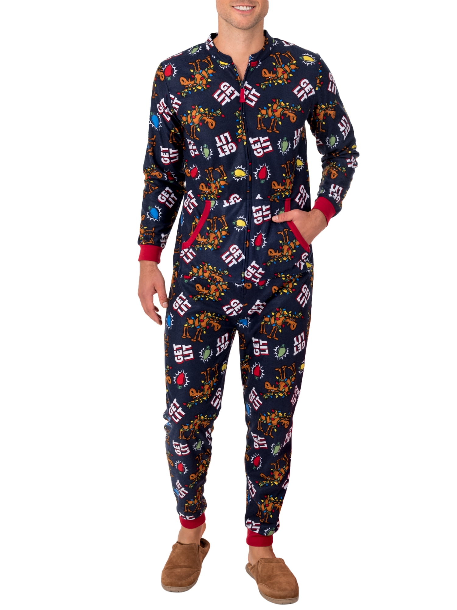 Fruit of the Loom Men s Holiday Print Super Soft Microfleece Union Suit Walmart