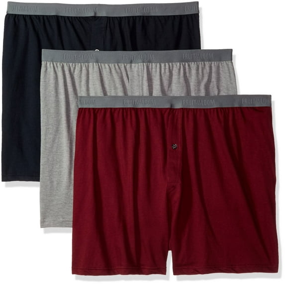 Fruit of the Loom Men's Knit Boxer With Exposed Waistband - Colors May Vary, Assorted, X-Large(Pack of 3)
