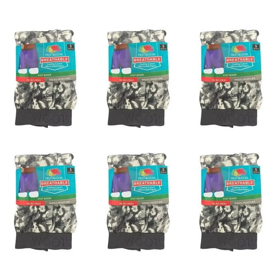 Fruit of the Loom Men's Knit Boxers 6-Pack Breathable Cooling Cotton Micro-Mesh Soft Flex Waistband