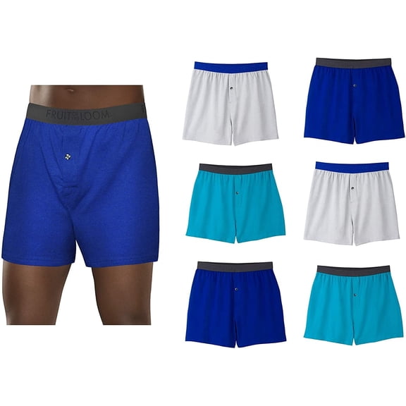 Fruit of the Loom Men's Knit Boxers Breathable Cooling Cotton Micro-Mesh Soft Flex Waistband, ASSORTED, 6P, SMALL