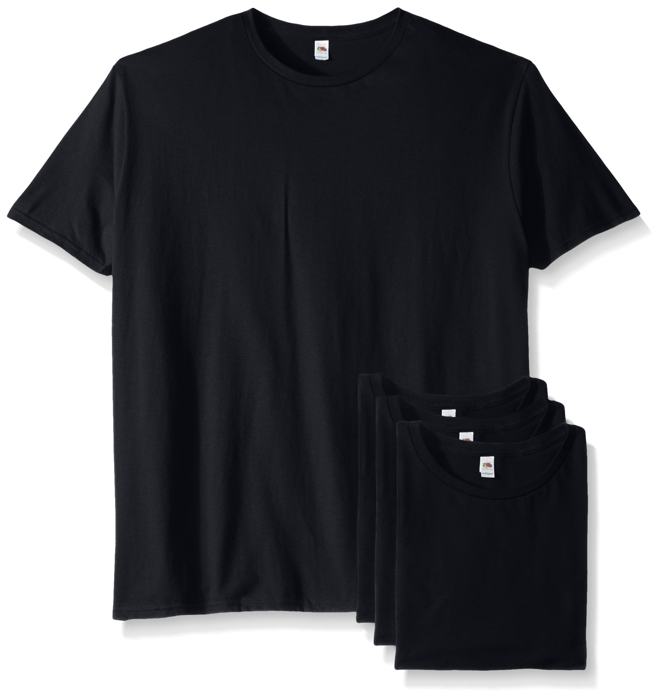 Fruit of the Loom Mens Sofspun Crewneck T-Shirt SF45R, L, Black (Pack ...