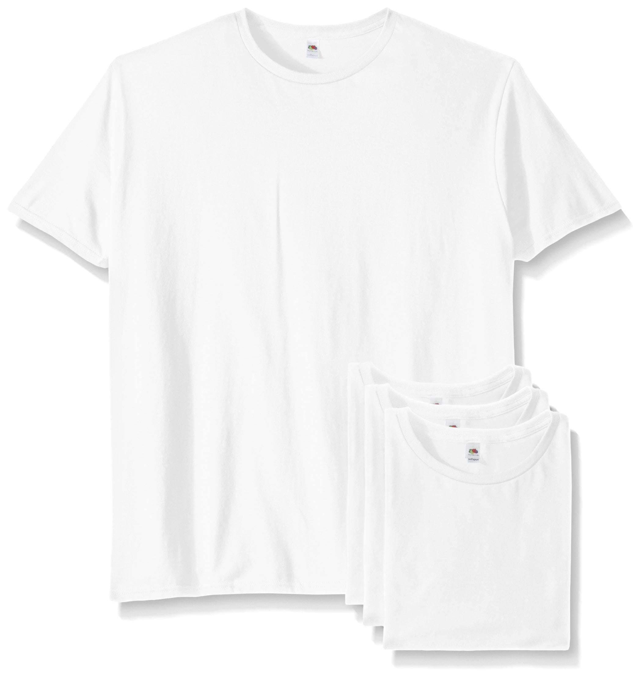 Fruit of the Loom Mens Sofspun Crewneck T-Shirt SF45R, S, White (Pack ...