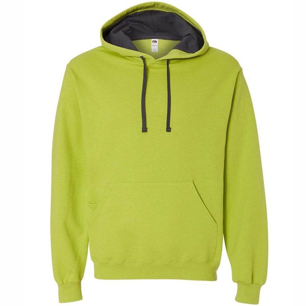 Fruit of the Loom Men's Long Sleeve Pullover Hoodie Neon Green M -  Walmart.com