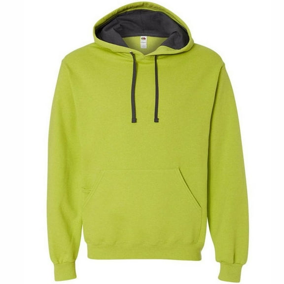 Fruit of the Loom Men's Long Sleeve Pullover Hoodie Neon Green S